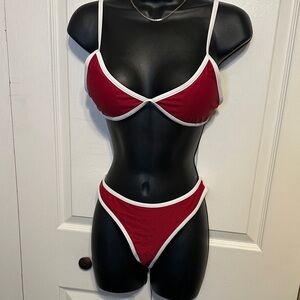 SHEIN | Red and White Bikini Set - Size Small